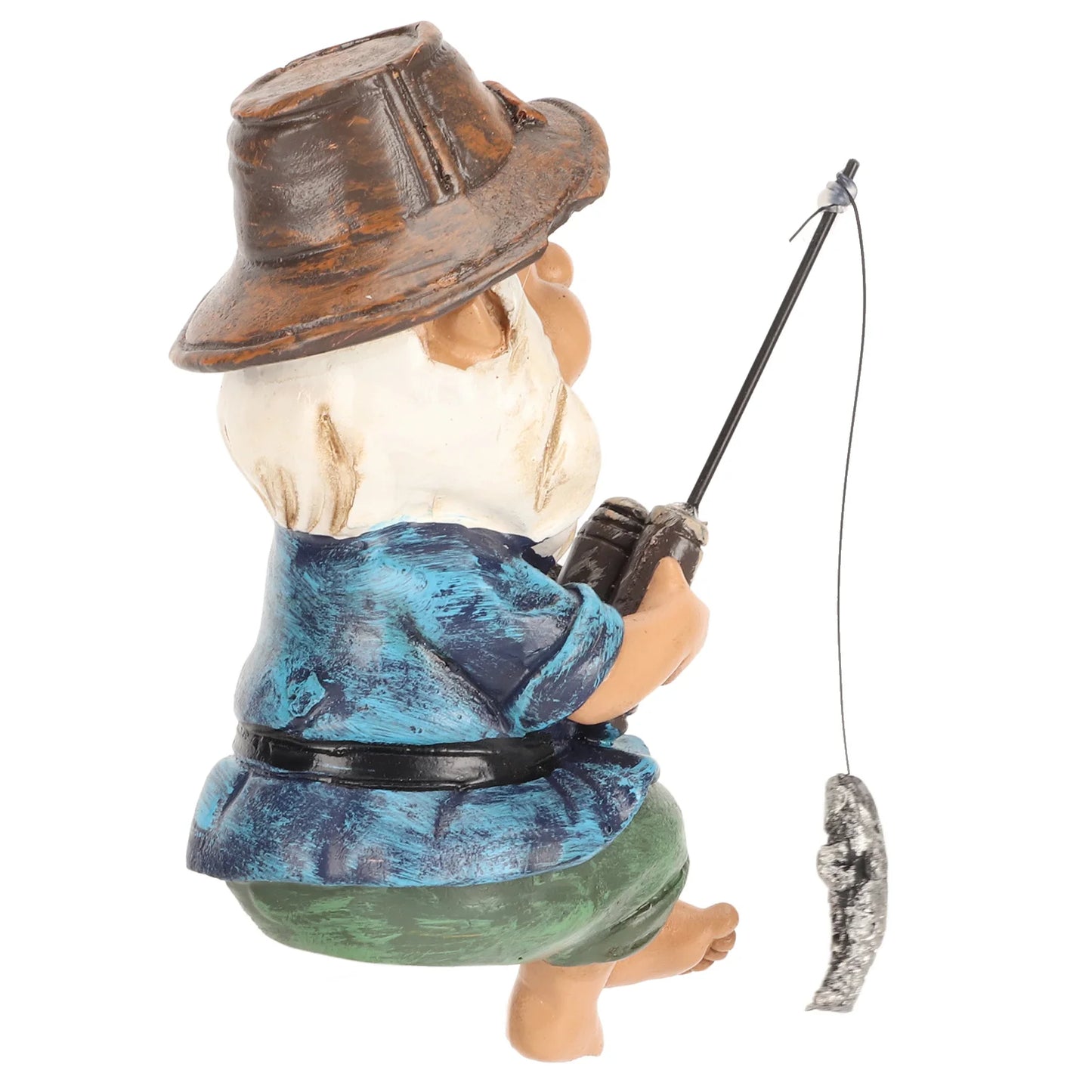 Fishing Gnome Sitter Funny UV Resistant Resin Decorative Outdoor Garden Lawn Gnome for Yard Garden Decoration
