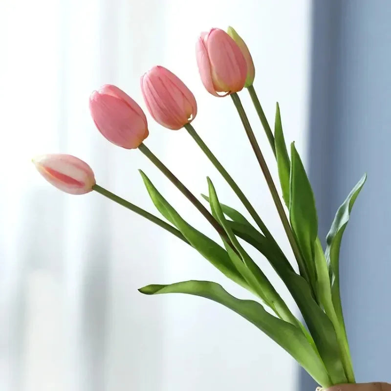 Artificial Flowers Tulip Bouquet Fake Flowers Wedding Garden Decoration Outdoor Home Garden Bouquet Vase Decor Plants