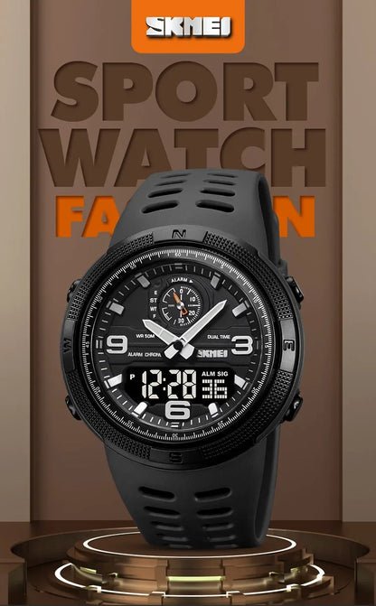 SKMEI  Outdoor Sports Men's Electronic 1655 Watch Dual Display Multi functional Waterproof Student Exploration Watch