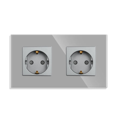 Bingoelec Grey Smart Light Switch and WiFi Wall Socket with Crystal Glass Panel Switches with Sockets Home Improvement