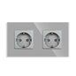 Bingoelec Grey Smart Light Switch and WiFi Wall Socket with Crystal Glass Panel Switches with Sockets Home Improvement