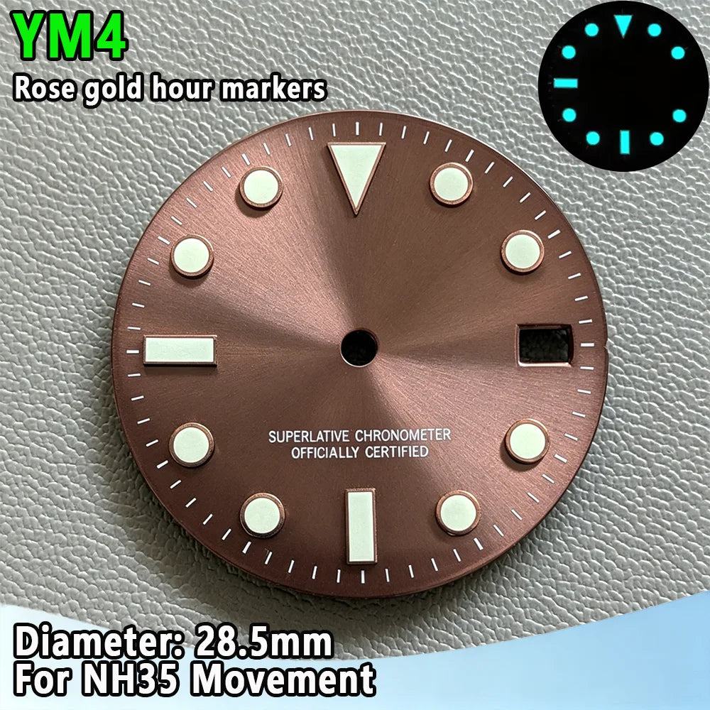 28.5mm NH35 Watch Dial Luminous Dials Single Calendar Dial Suitable For NH35 Movement Can Support DIY Dial Customization Logo