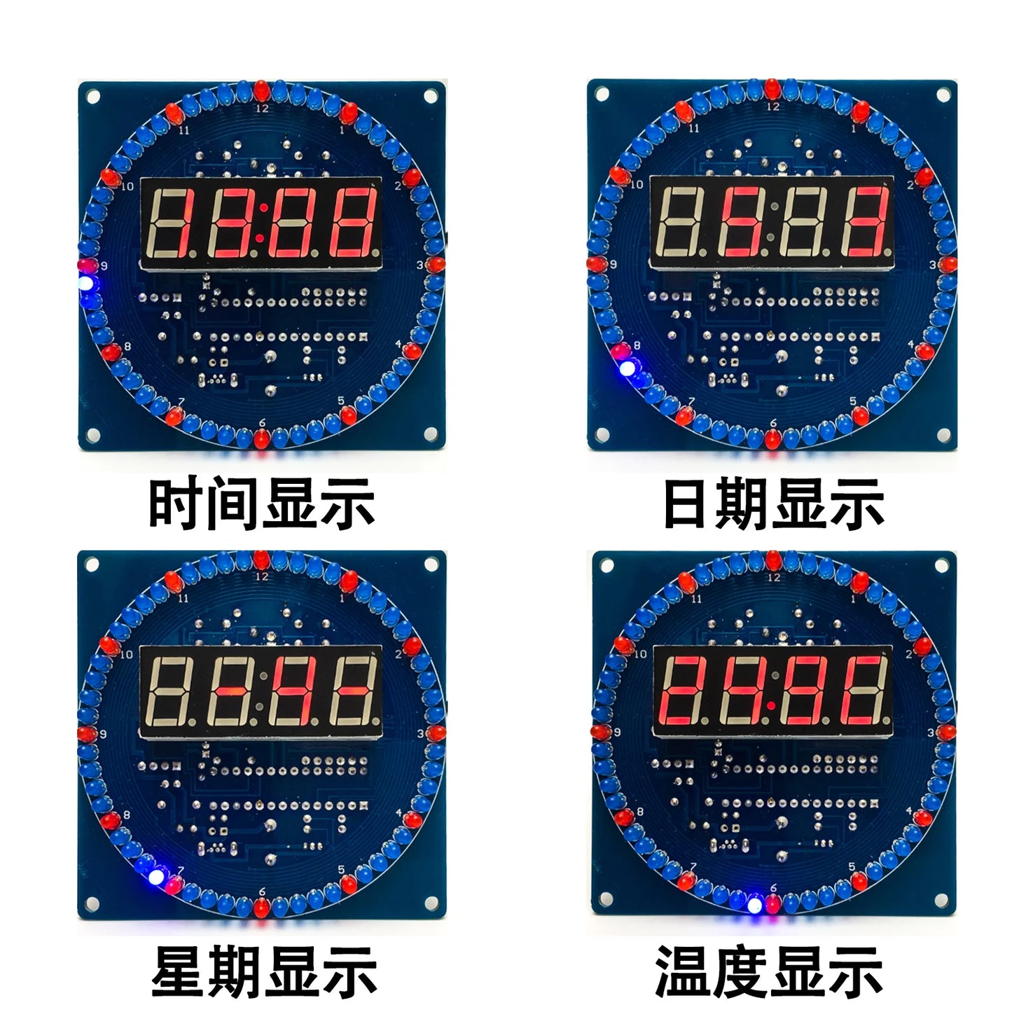 DIY Rotating Digital LED Display Module Alarm Electronic Digital Clock Kit 51 SCM Learning Board 5V DS1302