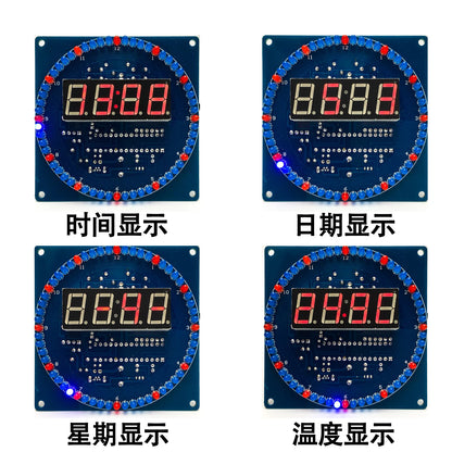 DIY Rotating Digital LED Display Module Alarm Electronic Digital Clock Kit 51 SCM Learning Board 5V DS1302