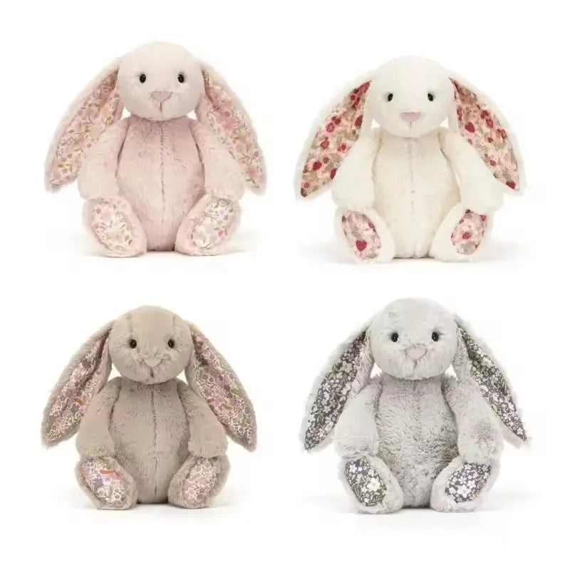 JC Bonnie Rabbit Plush Toy with Floral Ears Kawaii Stuffed Doll Soft Sofa Cushion Kids Birthday Gift Room Decor