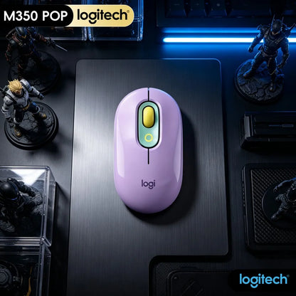 Logitech M350 POP Wireless Mouse Dual Mode Bluetooth 2.4Ghz Silent Click 18-Month Battery For PC Laptop Travel Office