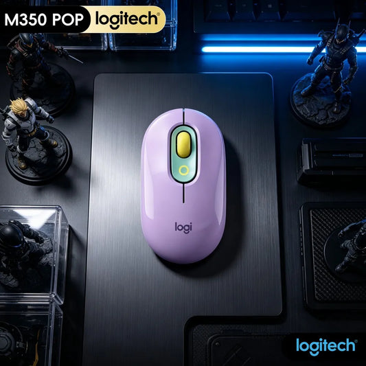 Logitech M350 POP Wireless Mouse Dual Mode Bluetooth 2.4Ghz Silent Click 18-Month Battery For PC Laptop Travel Office