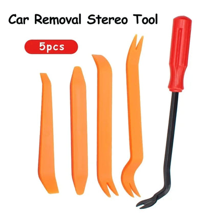 Universal Plastic Trim Removal Tool Kit – 5 Piece Non-Scratch Pry Tools for Car Interior Panel, Door Clips & Dash Disassembly