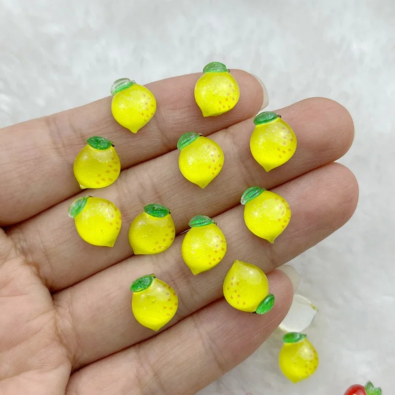 50Pcs New Cute 7-11mm Mini Strawberry, Cherry, Grape, Watermelon Series Resin Flatback Ornament Jewelry Making Manicure Hairwear