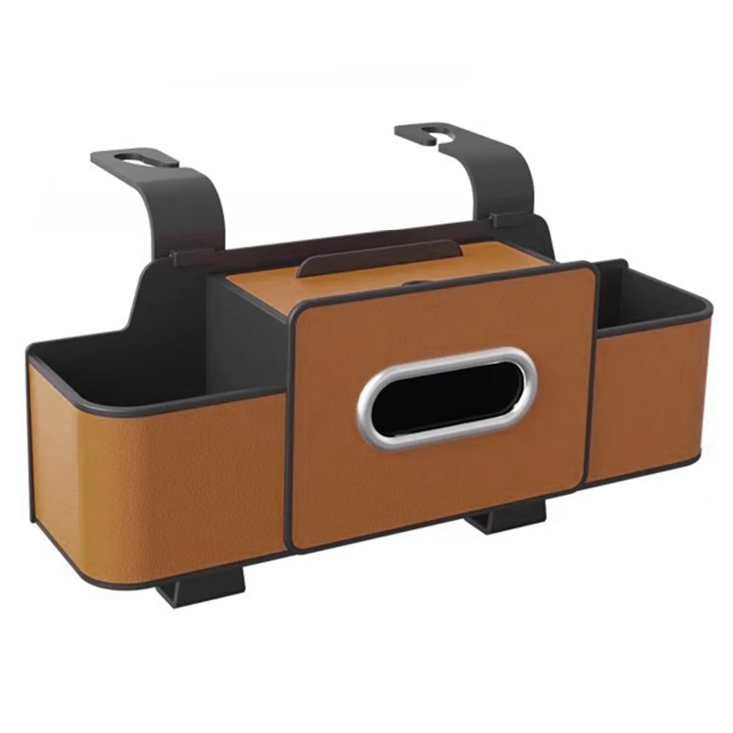 Multifunctional Car Organizer with Cup Holder Tissue Box and Hooks Vehicle Seat Back Hanging Storage Box Travel Accessories