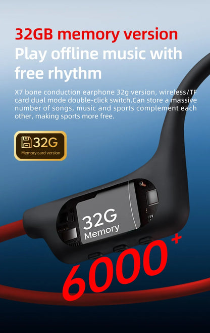 POLVCDG Bone Conduction Headset X7 IPX8 32GB Bluetooth 5.3 Wireless Headset with microphone Waterproof Swim 2023 New