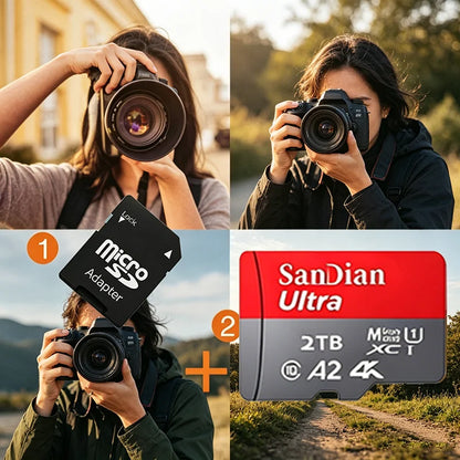 128GB Micro TF SD Card 256GB Memory Card Flash Card for Camera Phone Tablet with Adapter