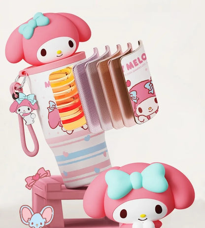 X&W 580ML Sanrio Series Thermos 316 Stainless Steel Doll Head Design Straw Insulated Cup Hello Kitty Kuromi Water Bottle Cutecup