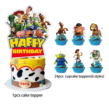 Toy Story Party Decorations Cup Plate Napkin Slap Bracelet Cake Topper Birthday Party Favors Reward Prizes Party Supplies