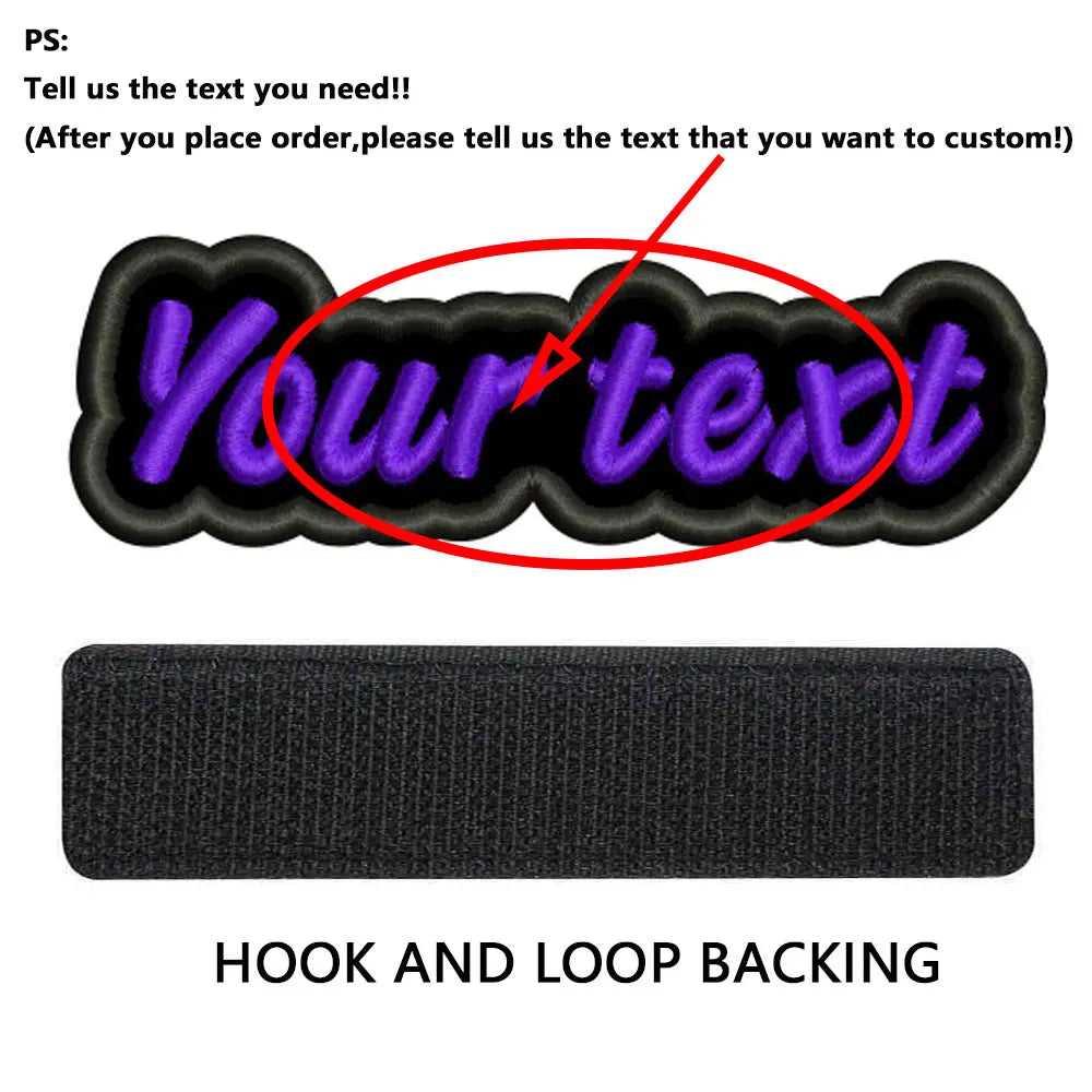 Custom Colorful Irregular Shape Embroidered Name Patch, Personalized Text Badge with Iron-On backing and Hook&Loop Backing