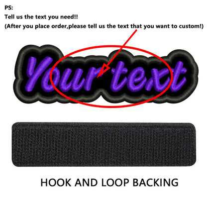 Custom Colorful Irregular Shape Embroidered Name Patch, Personalized Text Badge with Iron-On backing and Hook&Loop Backing