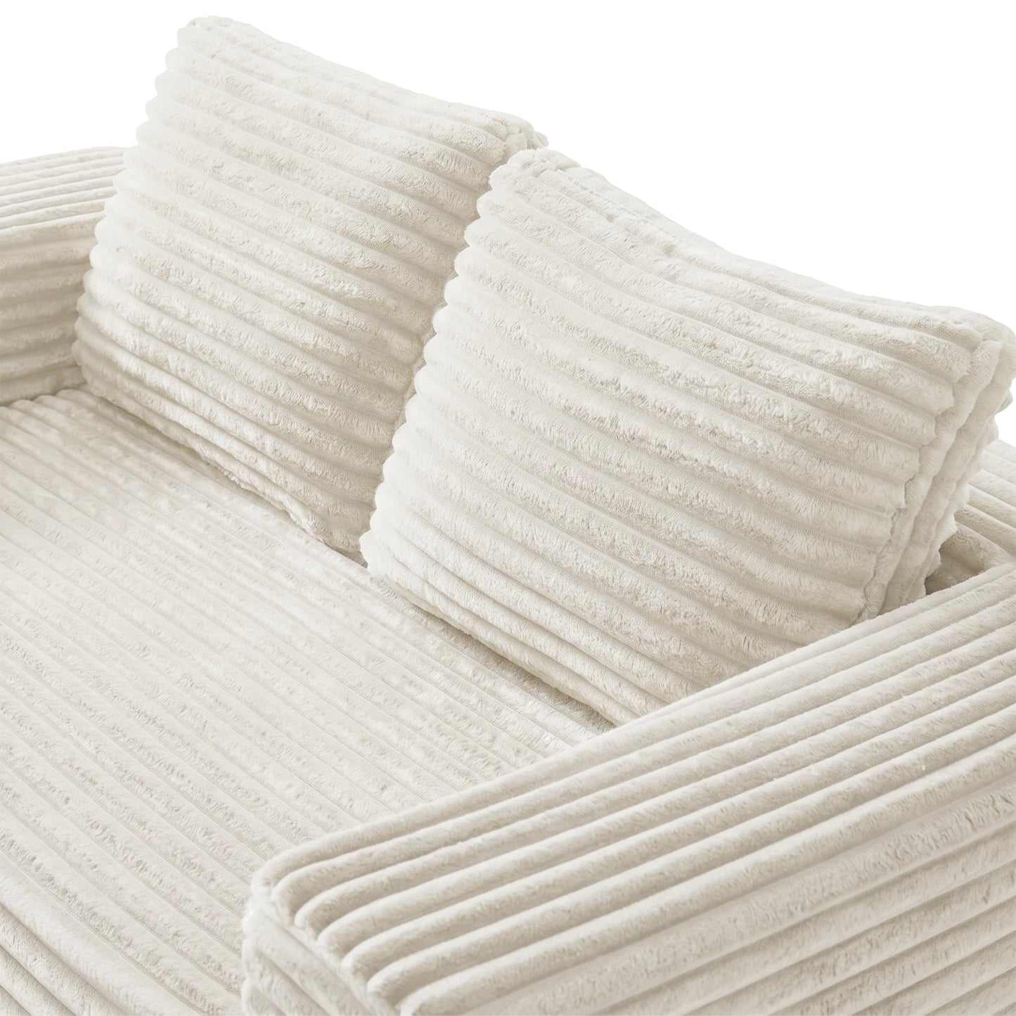 Boneless deep seat loveseat no assembly required foam base sofa plush corduroy fabric modern living room sofa for bedroom office