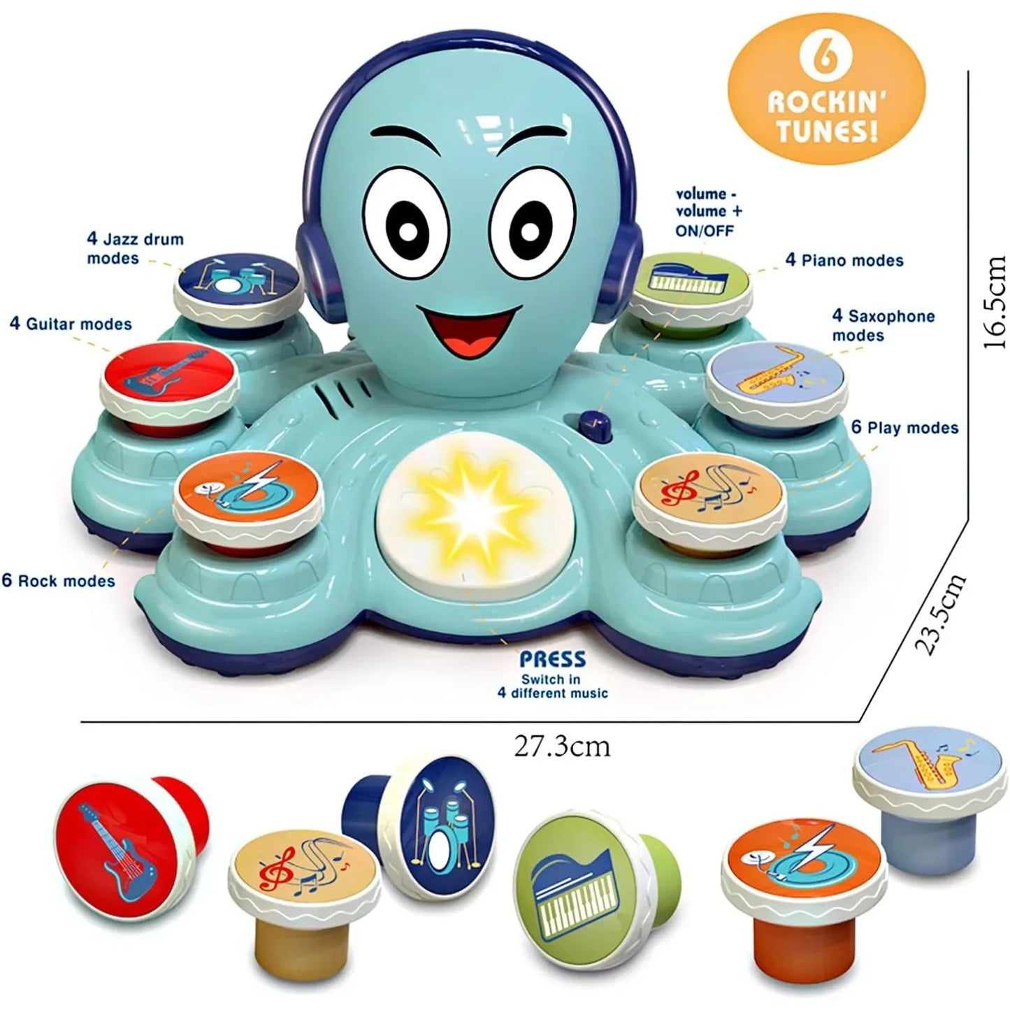 Baby Musical Toys Learning Toys for Toddlers Octopus Music Toys Preschooler Musical Educational Instruments Toy for Birthday