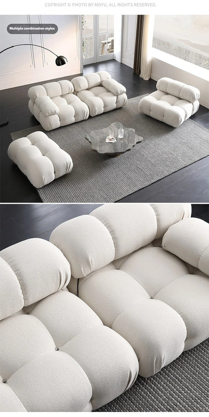 Any Size Custom Cream Teddy Fabric Modular Sofa Combine Modules High Elastic Latex Foam Fill Nordic Minimalist Living Room Sofa