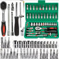 46pc Drive Socket Set 1/4 inch Ratchet Wrench Set Mechanic Tool Kits for Auto Repair Hous with Sockets Metric Hex Bit Socket Set