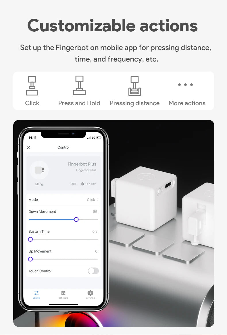 New Tuya Bluetooth Smart Touch Fingerbot Plus USB Charge Version Switch Button Pusher Arm Fingerbot Via Alice Alexa Google Home