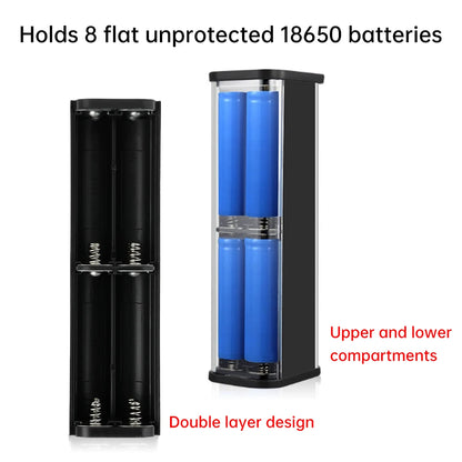 8Slots 18650/21700 Power Bank Case DIY Kit Mecha Transparent Quick Charge Flash Charger Battery Case Kit Power Bank Box Type C