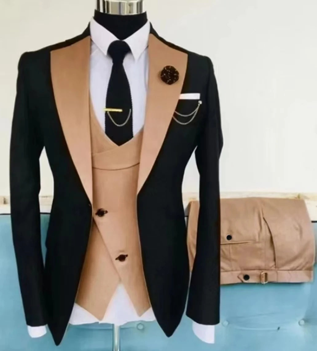 high-quality wedding art ，dress suit for men，3 pieces Blazer Vest And Pants set，performance, Emcee，Groomsmen
