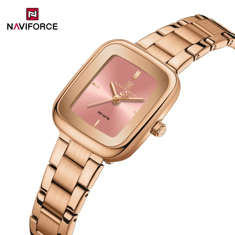 NAVIFORCE Women Quartz Watch Retro Fashion 3ATM Waterproof Stainless Steel High Quality Durable Elegant Daily Ladies Wristwatch