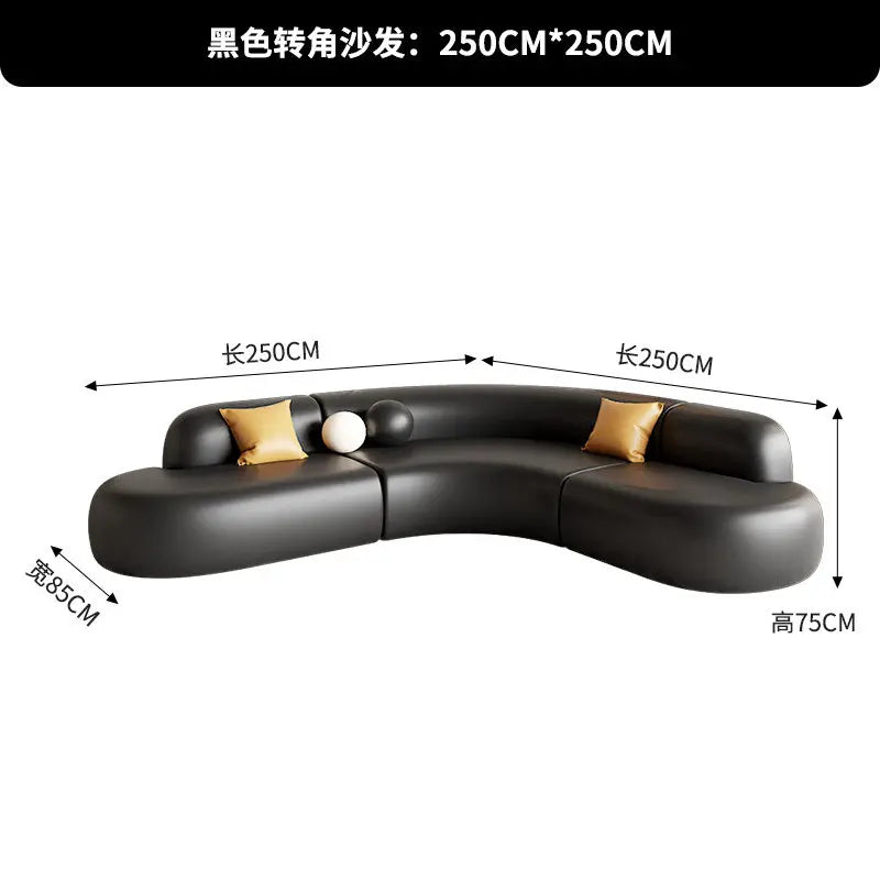 Italian Minimalist Office Sofa Modern High-end Living Room Corner L-shaped Reception Sofa Guest Area Office Furniture FYOS