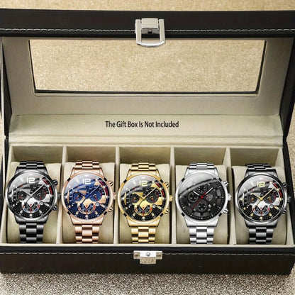 5p/set Business Casual Fashion Watch Set for Men, Travel Party Meeting Fashion Quartz Watch Set for Men, Halloween Gifts