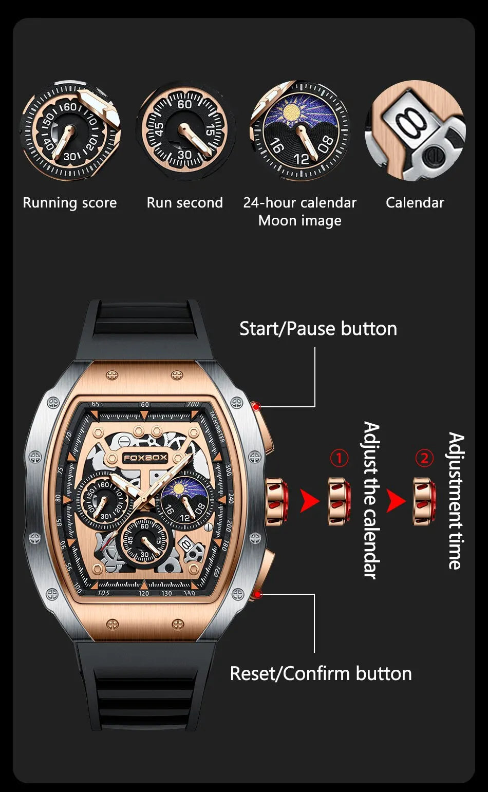 2024 New Sports Watch Men Top Brand Luxury Mens Watches Business Waterproof Military Quartz Chronograph Wristwatch Montre Homme