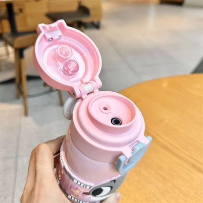 X&W  Zootopia Judy Nick Stainless Steel Insulated Cup Double Drinking Straw Cup Warm and Cold Proof Outdoor Sports Water Bottle
