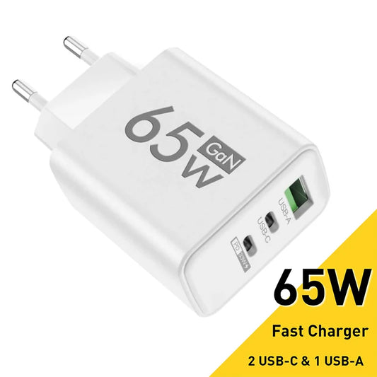 Ładowarka GaN Fast Charging 65W USB Typ C EU KR PD 3.0 Szybkie Ładowanie Ścienne Do Telefonu Adapter Do iPhone 15 Xiaomi Huawei Samsung