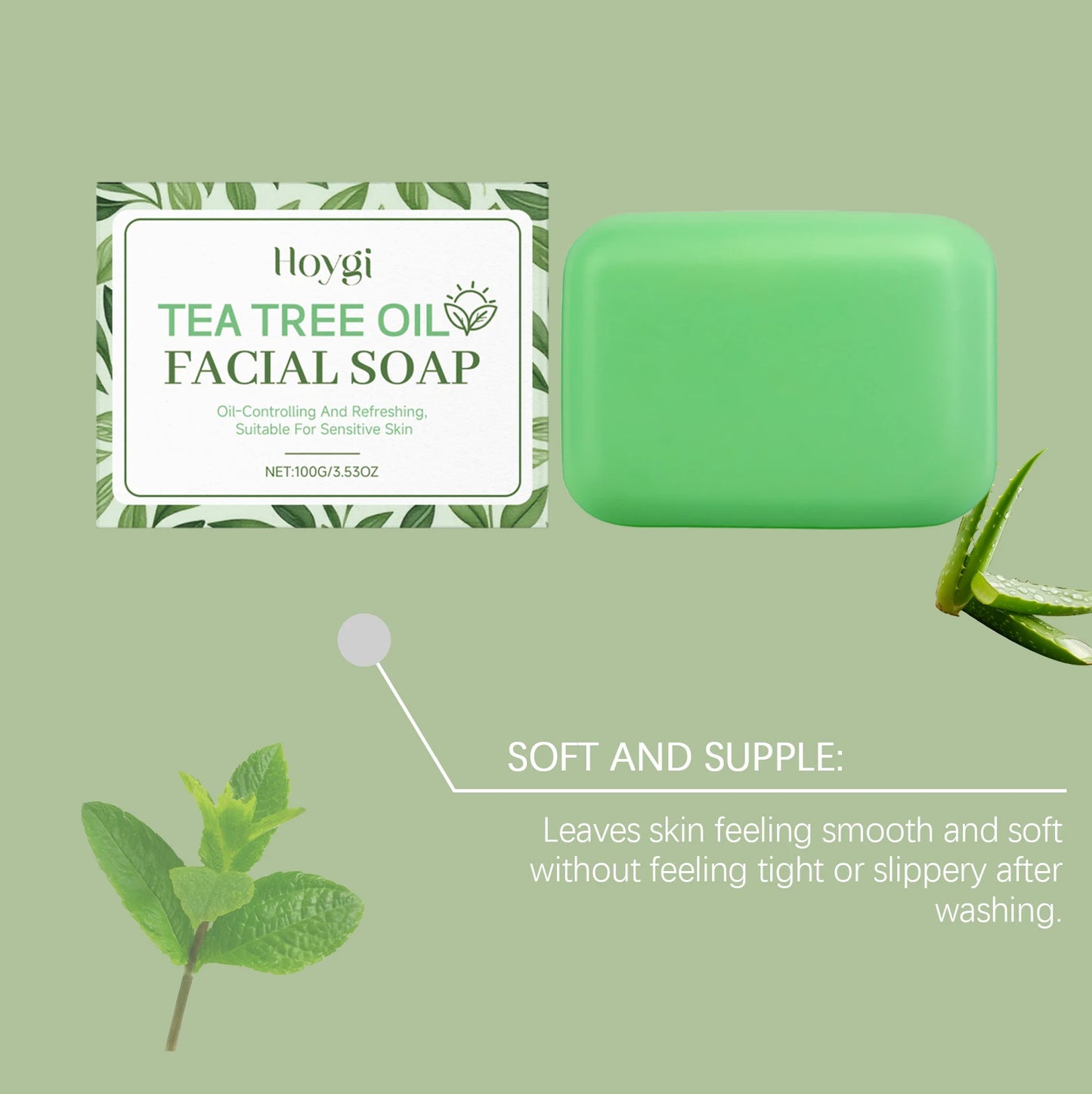 HOYGI Tea Tree Oil Soap Moisturizing Exfoliate Relieve Cleansing Soap Facial Cleansing Oil Control Moisturize Face Wash Skincare