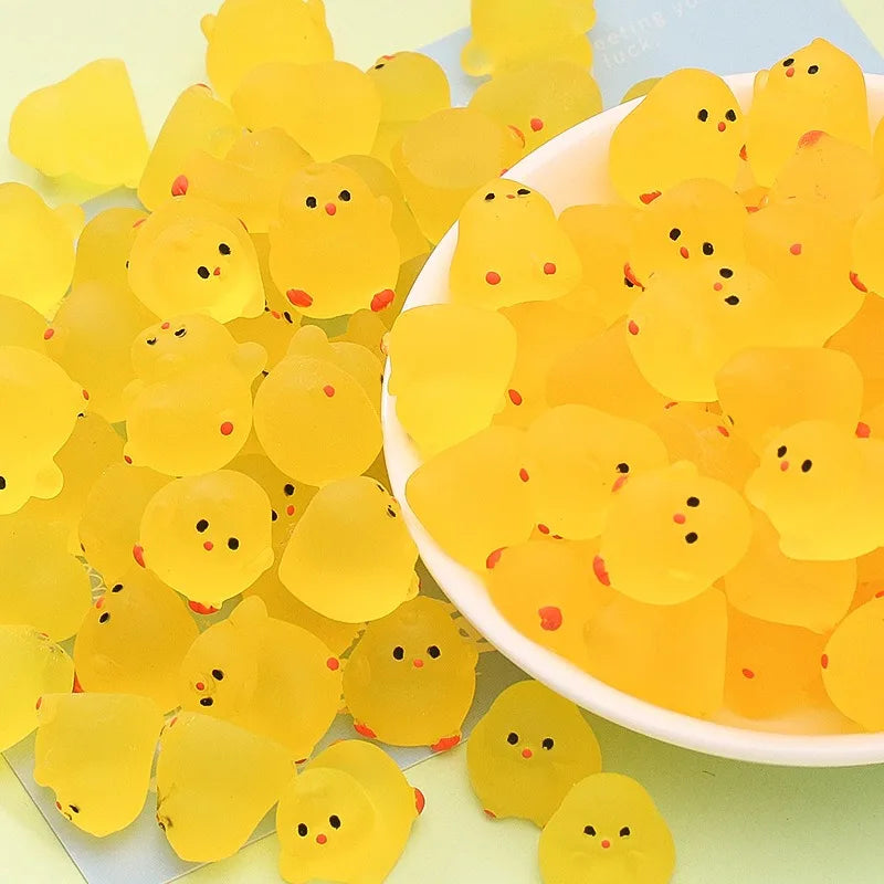 10-50PCS Mini Fluorescence Chicken Moss Toy Microlandscape Miniature Chick Figurines Fairy Garden Accessories Home Decor Crafts
