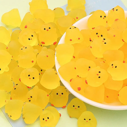 10-50PCS Mini Fluorescence Chicken Moss Toy Microlandscape Miniature Chick Figurines Fairy Garden Accessories Home Decor Crafts
