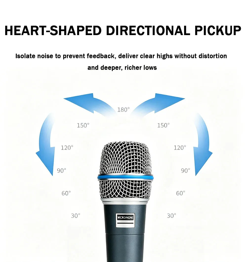 BA Dynamic Heart-Shaped Microphone 57A, Metal Construction, Suitable for Stage Singing, Compatible with Shure Karaoke BBOX