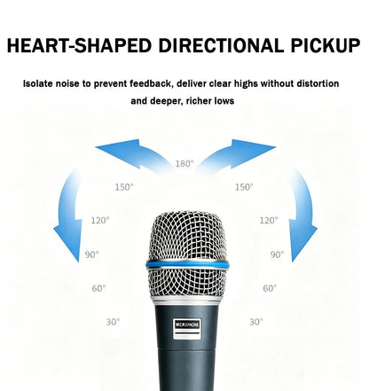 BA Dynamic Heart-Shaped Microphone 57A, Metal Construction, Suitable for Stage Singing, Compatible with Shure Karaoke BBOX