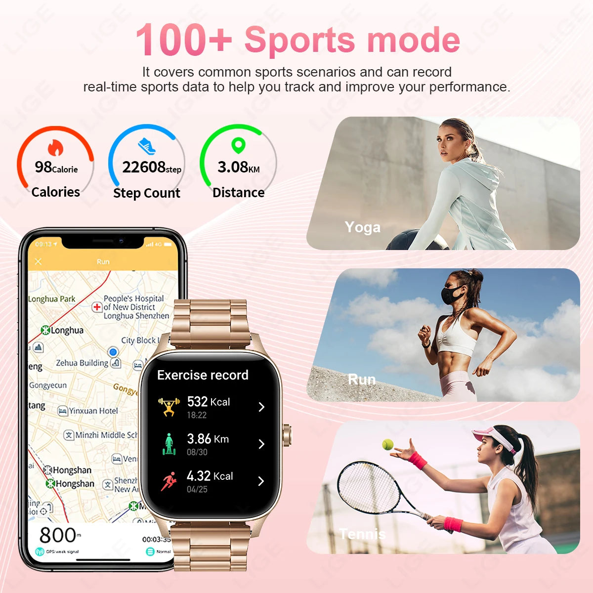 LIGE Smart Watch Answer/Make Call 1.85" Smartwatch for Android iOS Heart Rate Sleep Monitor Pedometer Waterproof Fitness Watches