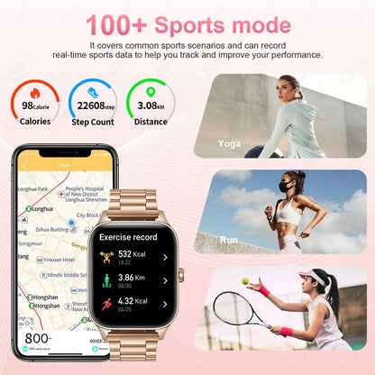 LIGE Smart Watch Answer/Make Call 1.85" Smartwatch for Android iOS Heart Rate Sleep Monitor Pedometer Waterproof Fitness Watches