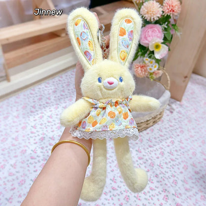 30cm Cute Pull-out Rabbit Plush Toy Keychain Creative Plush Ear Pulling Bunny Pendant Bag Charm Kids Stress Relief Gift