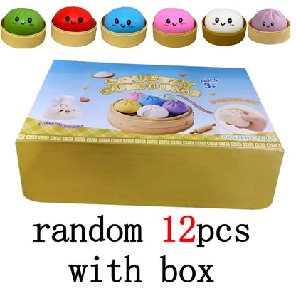 Dumpling Pressure Dumpling Squishies Cute Colorful Bun Toy Slow Rising Stress Relief Fidget Toy for Kids Adults Anti-Anxiety Gif