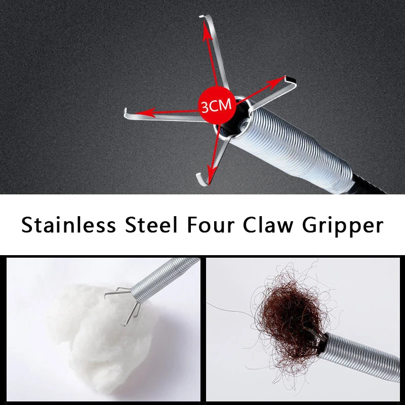 160/60cm Sewer Dredge Pipe Four-claw Hook Sewer Dredging Anti-blocking Tool Telescopic Flexible Claw Reusable Cleaner