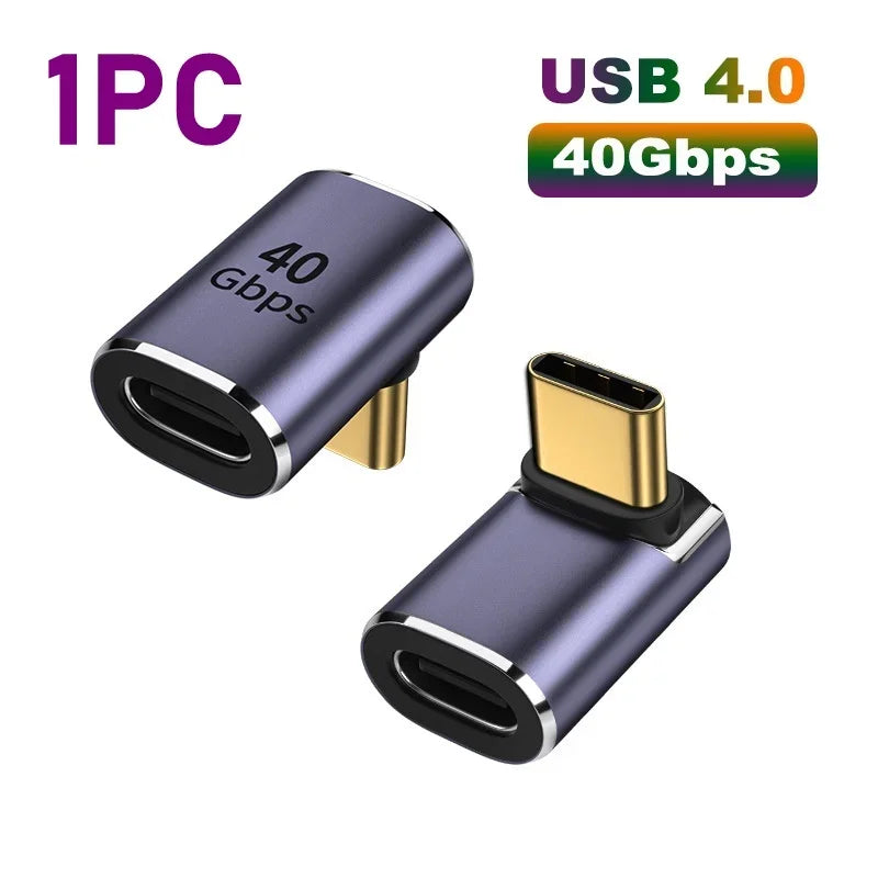 Złącze ładowarki USB 4.0 PD 100W 8K 60Hz do Macbooka 40Gbps Szybki adapter USB-C OTG U-kształtny prosty kąt męski na żeński