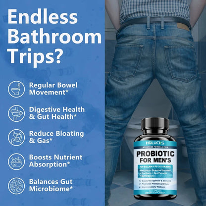 Probiotics Capsules for Men, Nutritional Absorption, Digestion, Immune Support, Prostate & Urinary Health, Reduce Bloating