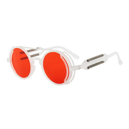 Klasyczne gotyckie okulary przeciwsłoneczne Steampunk Luksusowa marka Projektant Wysokiej jakości męskie i damskie retro okrągłe okulary przeciwsłoneczne z oprawką z PC