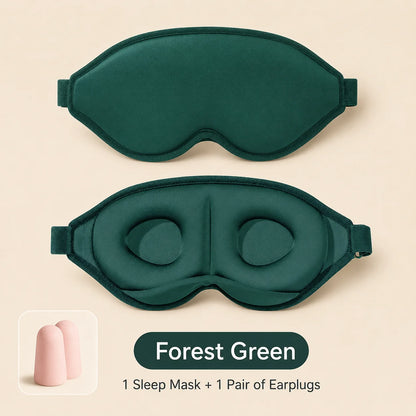 3D Contoured Sleep Eye Mask With Earplugs Zero‑Pressure Light Blocking Blindfold Adjustable Strap Soft Sleeping Mask For Travel