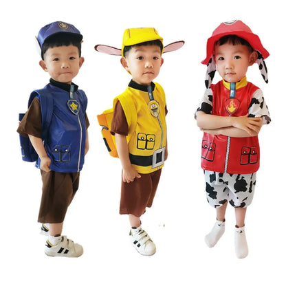 Paws Patrols T Shirt Shorts Hat with Backpacks Set Chase Marshall Role Playing Costumes Cartoon Party Performance Clothes