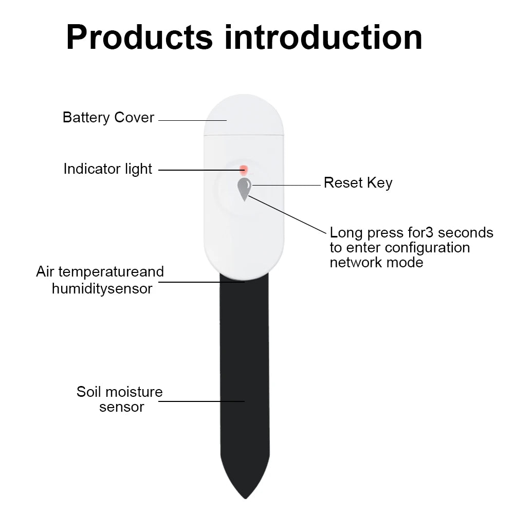 Zigbee Temperature Humidity Moisture Detector Smart Soil Tester Moisture Sensor Phone App RealTime Monitor for Home Garden