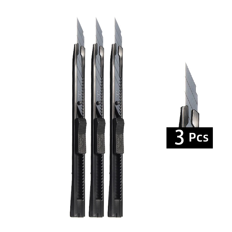DELI 1/3/5/10Pcs Utility Knife Stainless Steel Paper Cut Box Cutter Tools Kit Retractable Anti-Slip Blades Unboxing Knife